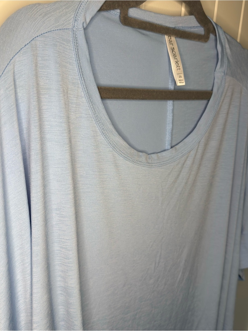 Light Blue Relaxed Scoop Neck Women's Blouse - Picture 6 of 6